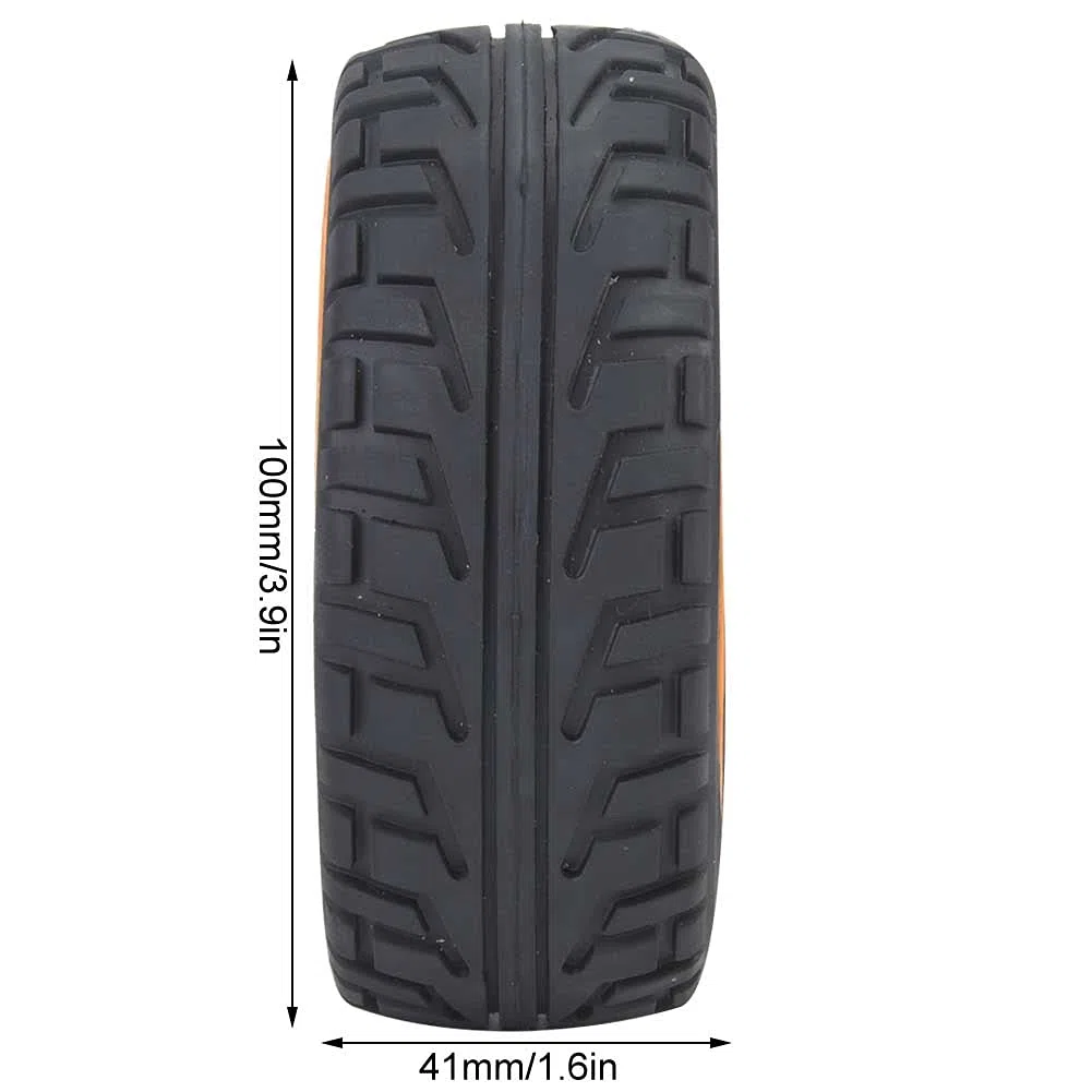 Pneus RC, 17Mm Hex RC et Pneus Pneus de Voiture RC 2 Pièces 1/8 Pneus RC Mise à Niveau Pneus de Moyeu de Jante de Roue Pneus en Caoutchouc pour 1/8 sur Route Accessoire de (Orange)