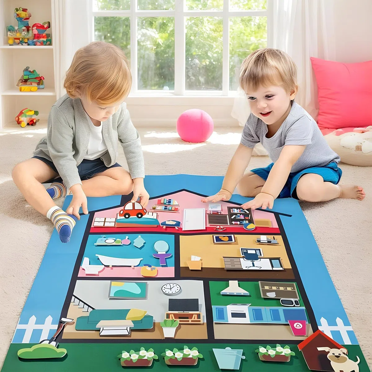 Générique Felt Story Board, Children's Interactive Wall Set, 40.94x29.53 inches Sensory Learning Activity, Reusable Decorative Felt Game, Large Board for Classroom Nursery Preschool Aged 3+