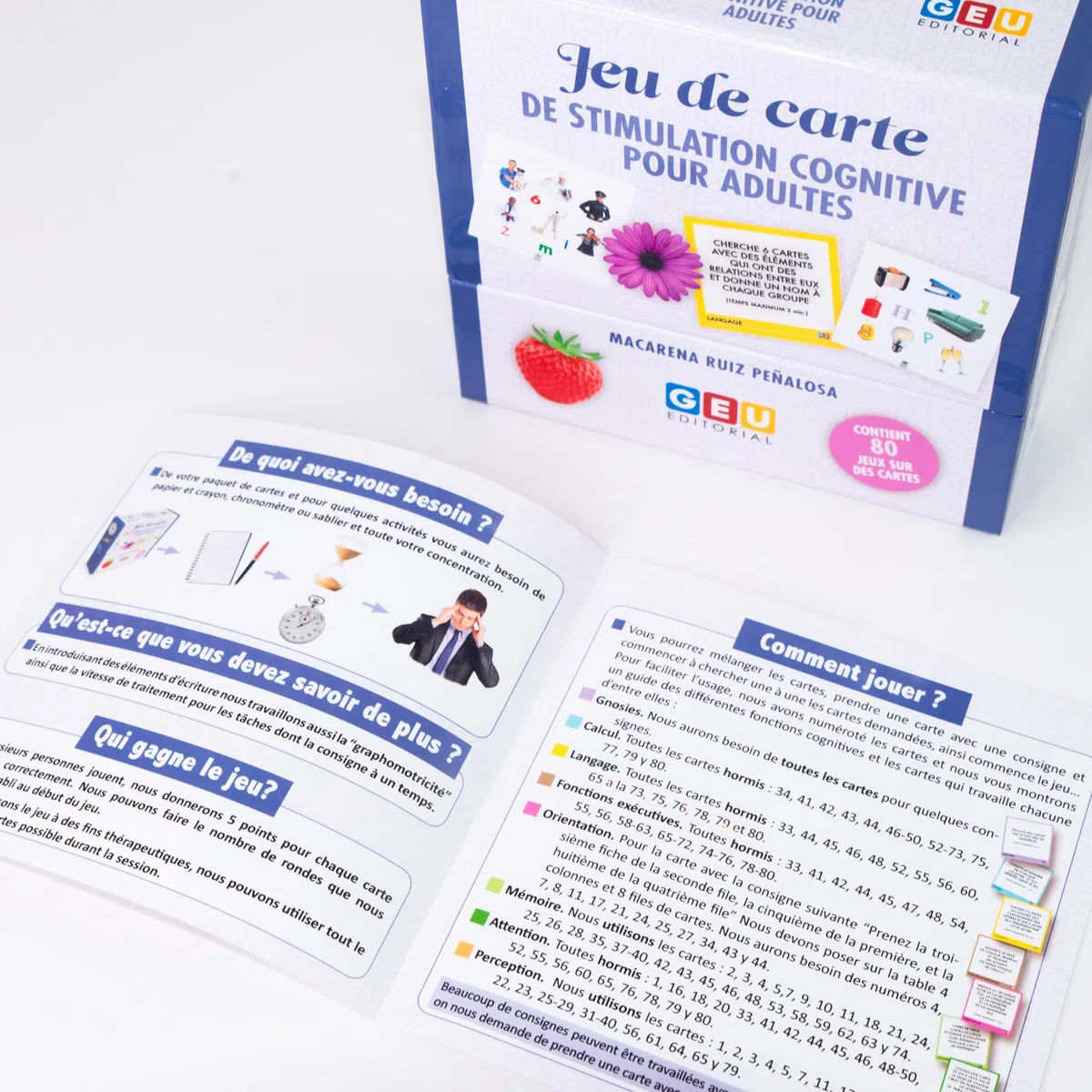Editorial GEU Jeux DE SOCIÉTÉ Adulte | Memory Adulte | Jeux Alzheimer | Cartes De Stimulation Cognitive | Améliorez, La Mémoire, L'attention, Le Langage | Jeu pour Senior