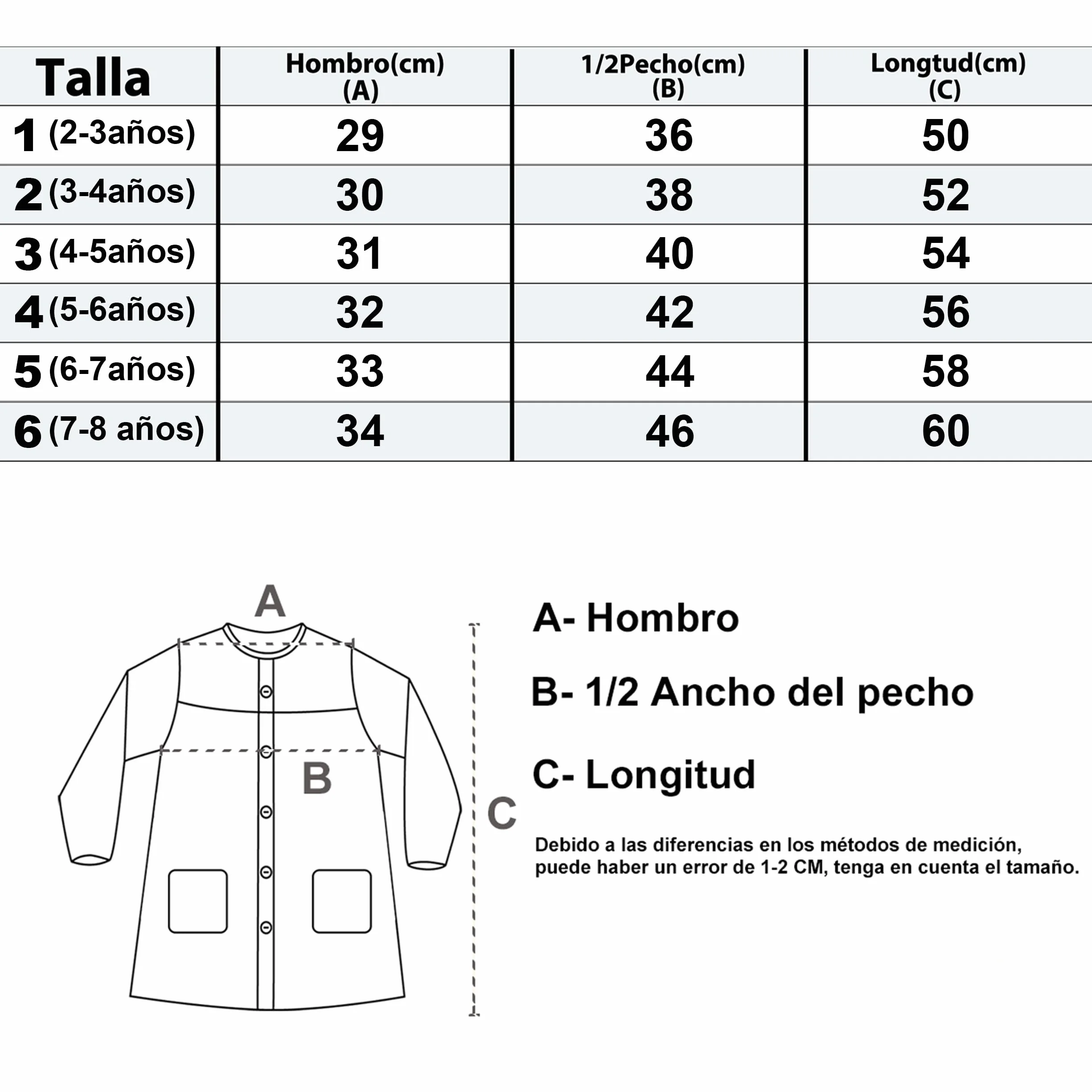 H HANSEL HOME Tablier d'École avec Boutons et Col pour Enfant et Garçon, Tablier Blouse Élastique aux Poignets et au Cou Puor l'École e Artisanat