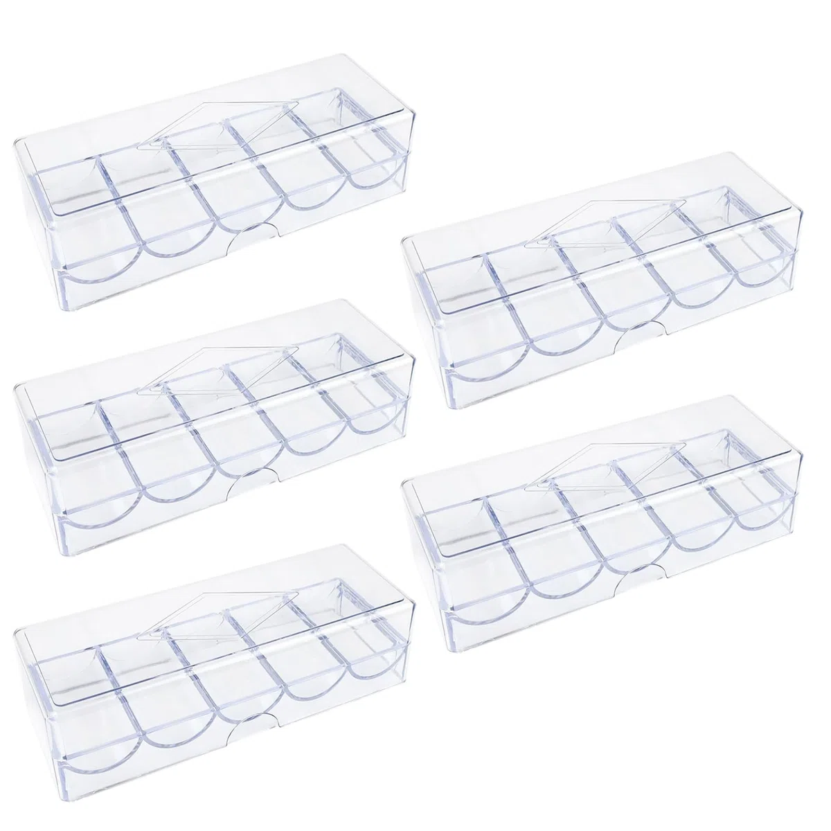 Jorzer Coffret à jetons de Poker, Plateau en Plastique Transparent avec Couvercle, 5 pièces, présentoir de Rangement Multi-usages pour Jeux Hasard, fêtes ou Maison
