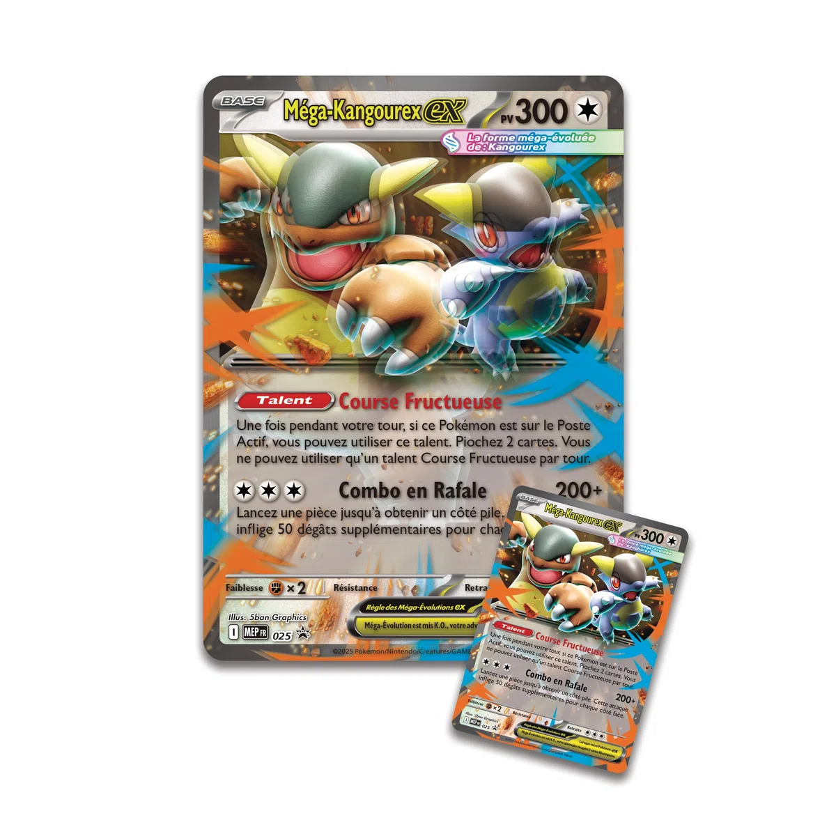 Pokémon : Coffret Méga-Kangourex-ex (1 Carte Promo Brillante, 1 Carte Promo Grand Format lenticulaire et 4 boosters) du JCC Pokémon