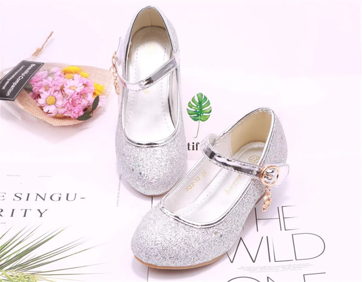 Fille Chaussures de Princesse Princesse Paillettes Déguisement Argenté Or Rose Doux Halloween Noël Anniversaire Fête Carnaval Cosplay