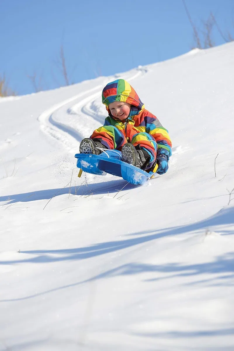 Dantoy Luge pour enfants avec freins, Luge Toboggan Bob pour neige d'hiver, Traîneau noir Bobsleigh