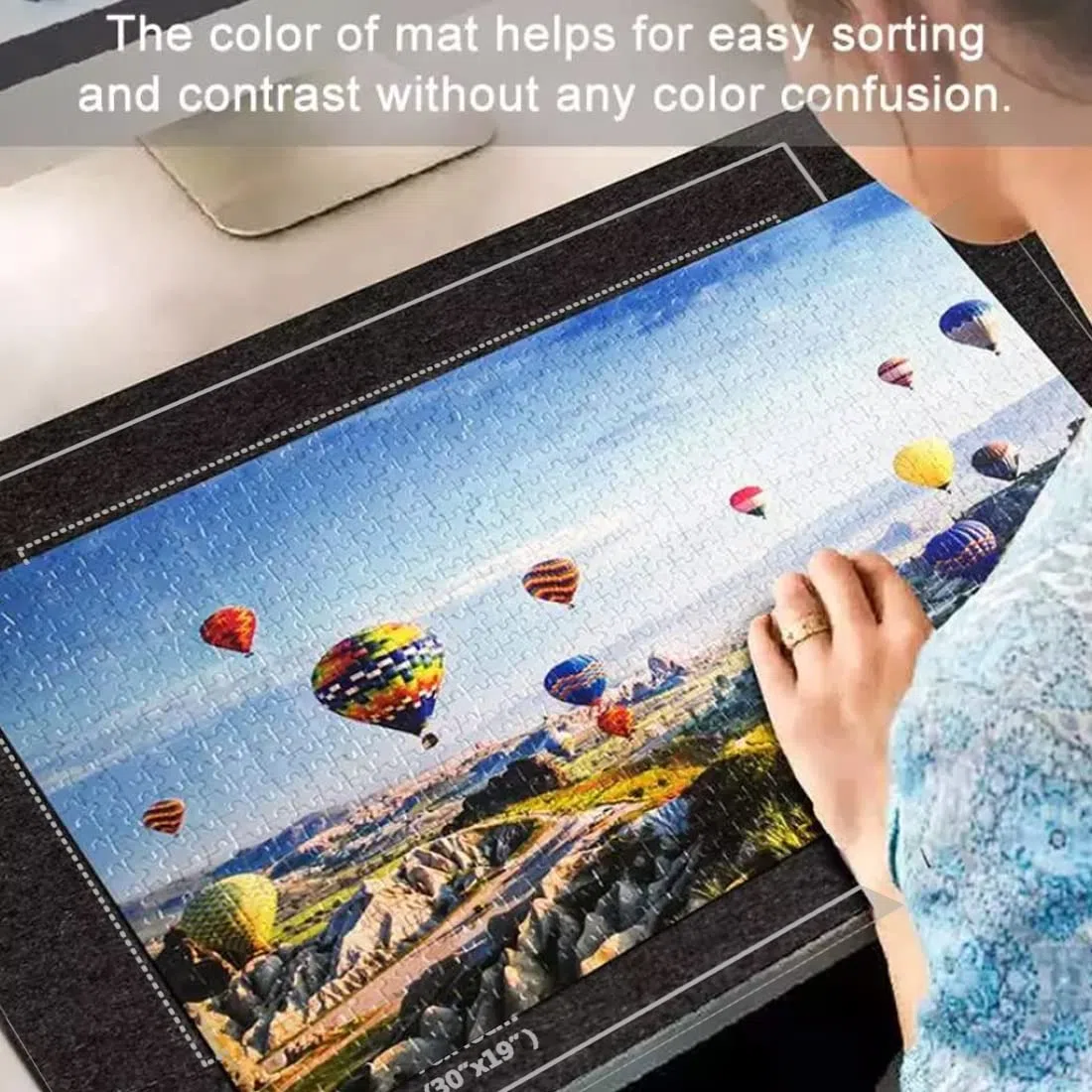 Zaloife Tapis Puzzle 2000 Pièces, Rangement et Support Enroulable, Accessoire de Stockage Noir
