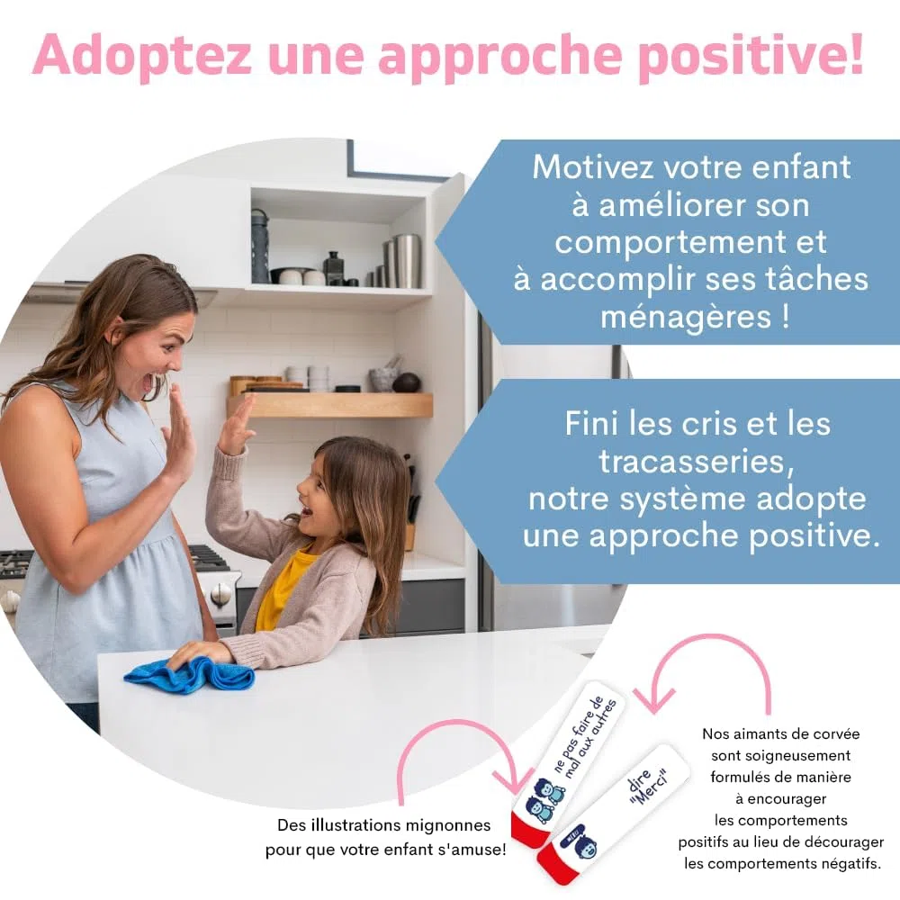 QUOKKA Tableau Magnétique pour Enfants - 40,6x30,5 cm Planificateur Visuel Récompenses - Ardoise Comportement Enfants 84 Aimants 102 Étoiles - Routine Responsabilité - Version Française