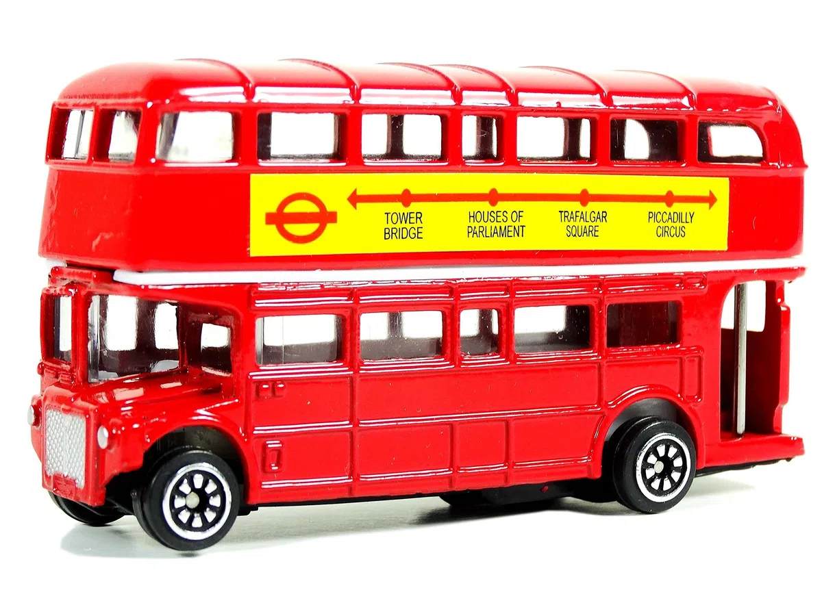 London Red Bus (Small) - Double Decker Red Bus Model Made of Die Cast Metal and Plastic Parts by TB