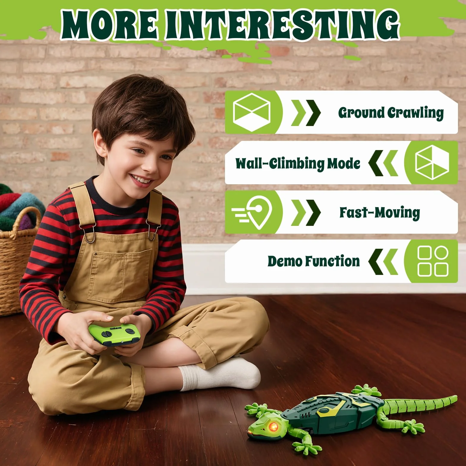 HYES Gecko Crawler Mural, Caméléon Crawling à distance, télécommande murale Gecko avec yeux lumineux, robot Lizard réaliste, jouet cadeau pour enfants, garçons, filles 3, 4, 5, 6, 7, 8