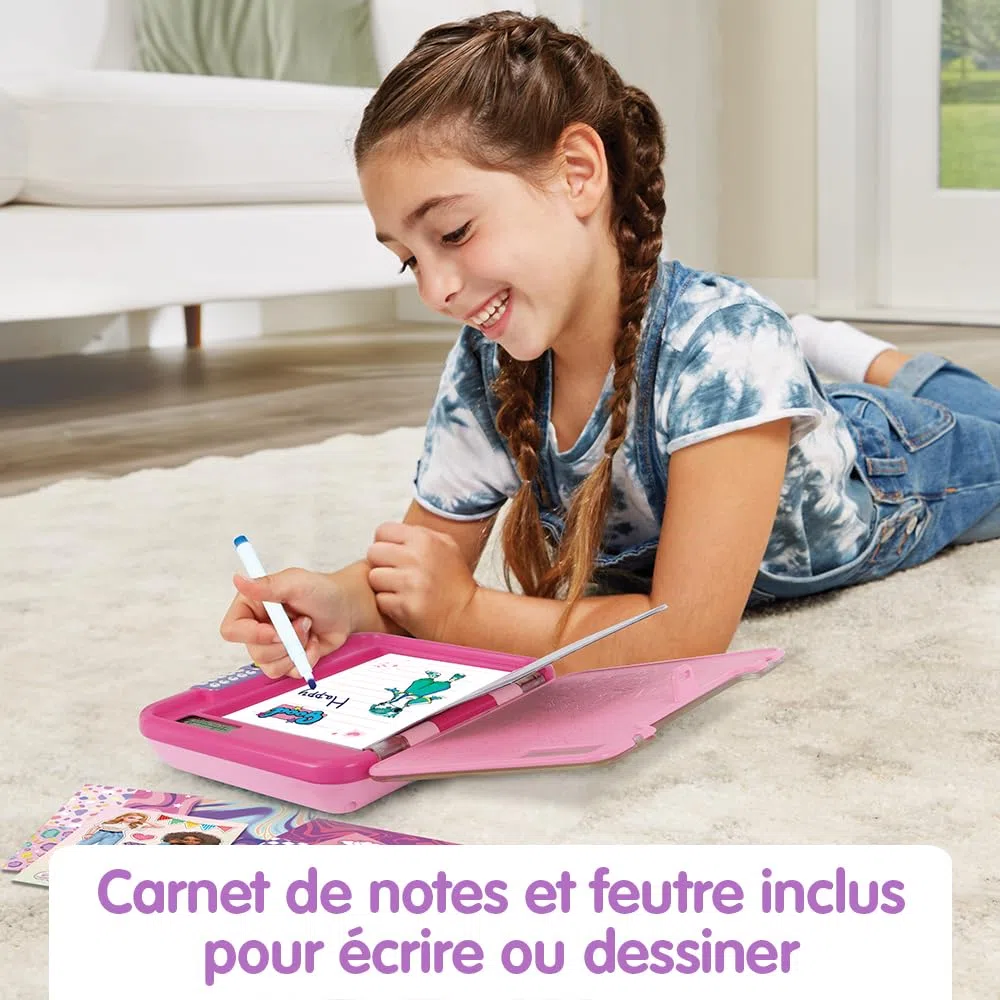 VTech - KidiSecrets 365 Mon Journal Intime Vocal Rose, Journal Intime Électronique avec Code, Micro Enregistreur, Carnet Secret, Feutre et Jeux, Cadeau Enfant de 5 Ans à 12 Ans - Contenu en Français